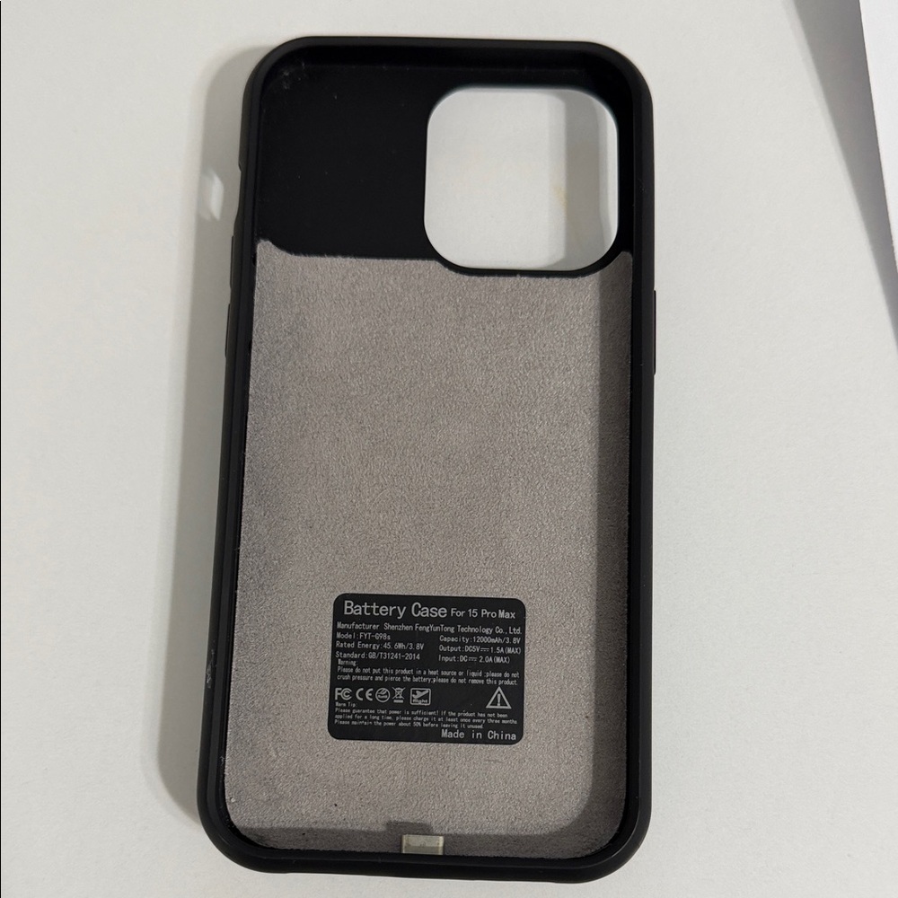 Battery Case for iPhone 15 pro max - Black